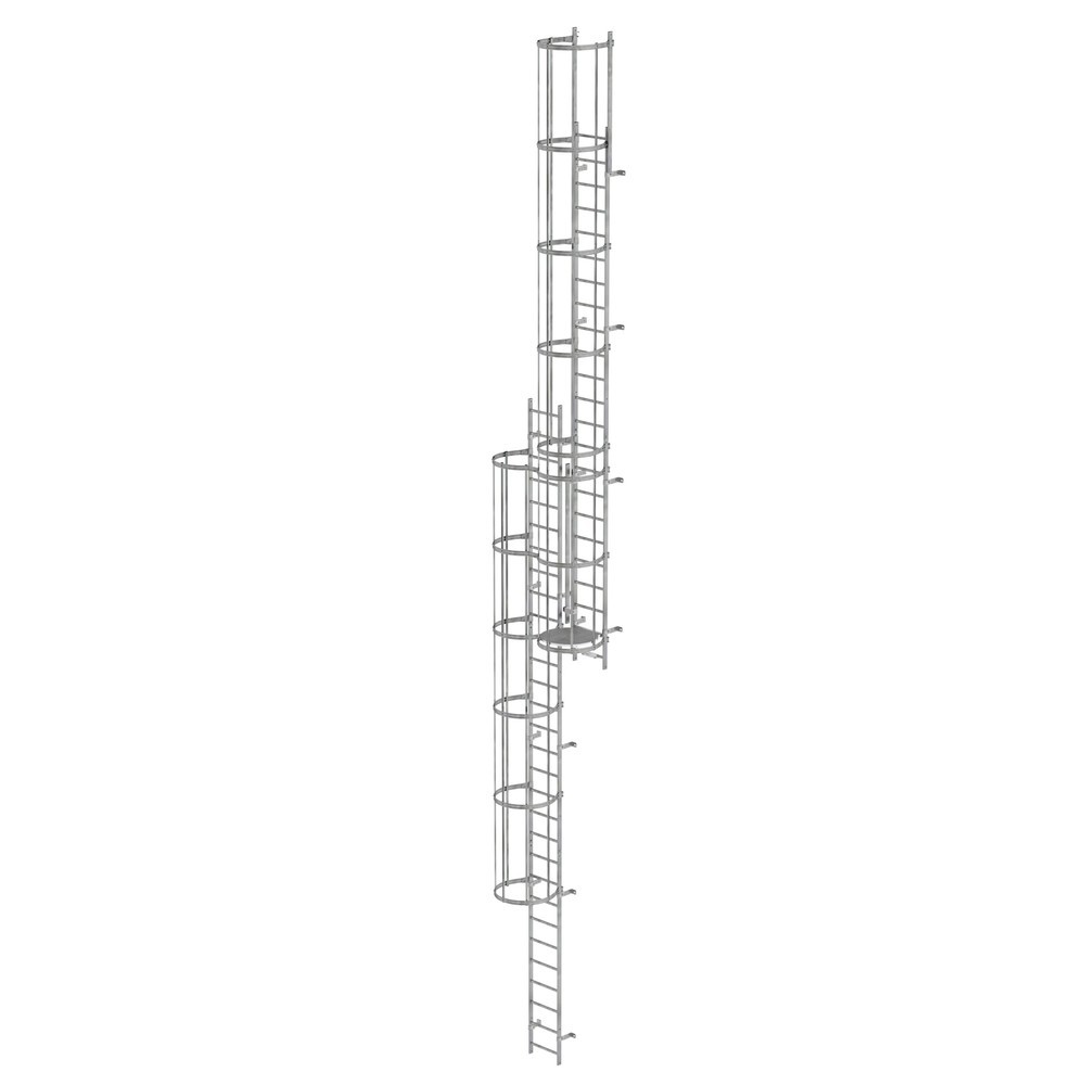 Munk Mehrzügige Steigleiter mit Rückenschutz (Maschinen) Stahl verzinkt 12,96m