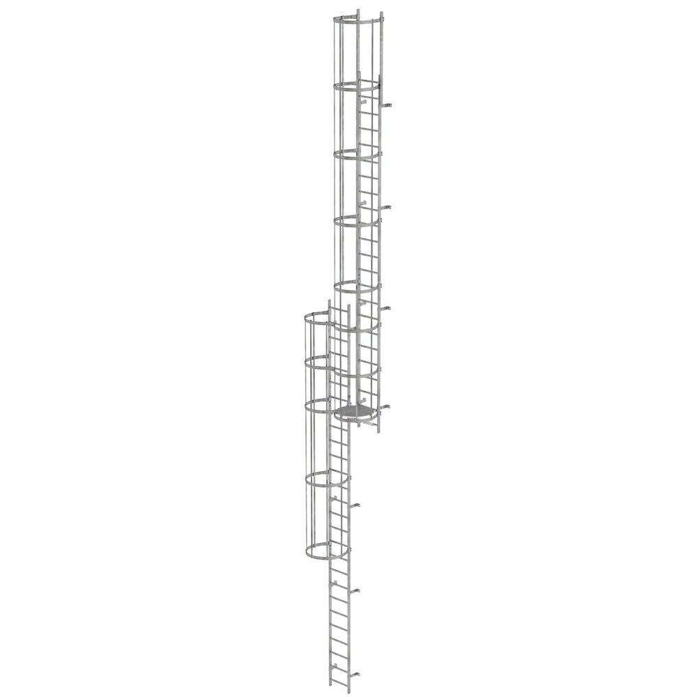 Munk Mehrzügige Steigleiter mit Rückenschutz (Notleiter) Stahl verzinkt 12,96m