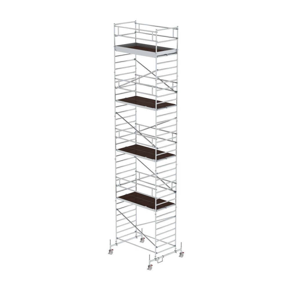 Munk Rollgerüst 1,35 x 2,45 m mit Fahrbalken & Doppel-Plattform Plattformhöhe 9,45 m