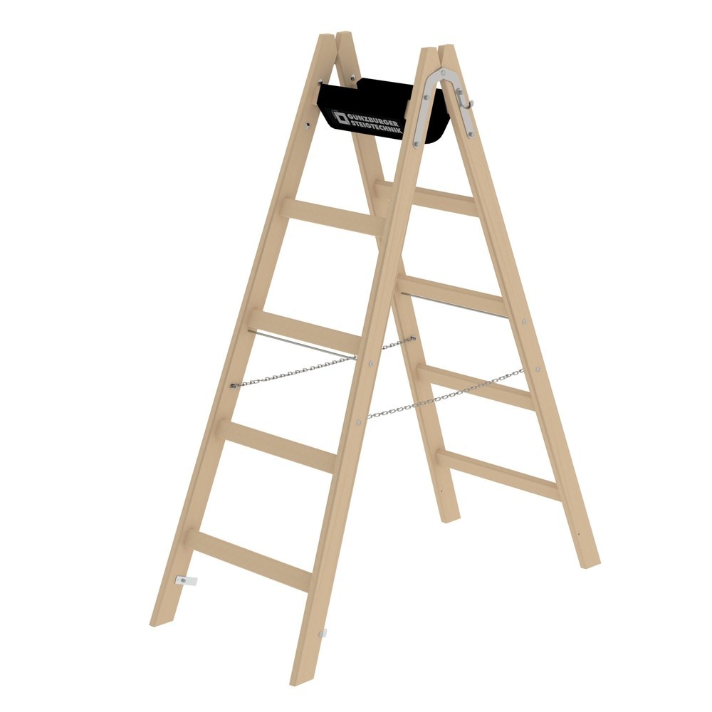 Munk Sprossen-Stehleiter Holz 2x5 Sprossen