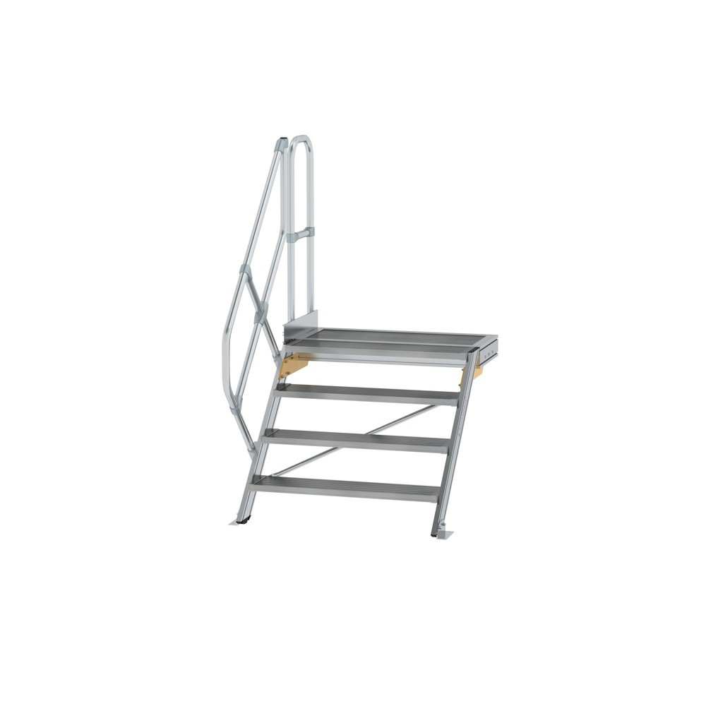 Munk Treppe mit Plattform 45° Stufenbreite 1000 mm 4 Stufen Aluminium geriffelt