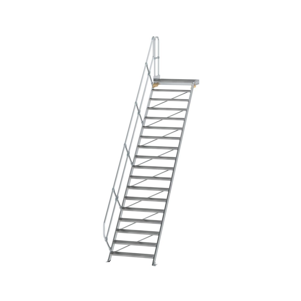 Munk Treppe mit Plattform 45° Stufenbreite 1000 mm 18 Stufen Aluminium geriffelt