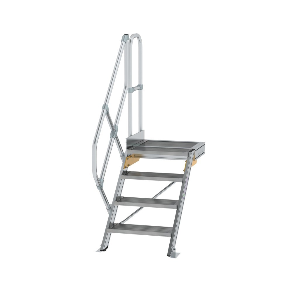 Produktabbildung: Munk Treppe mit Plattform 45° Stufenbreite 600 mm 4 Stufen Aluminium geriffelt