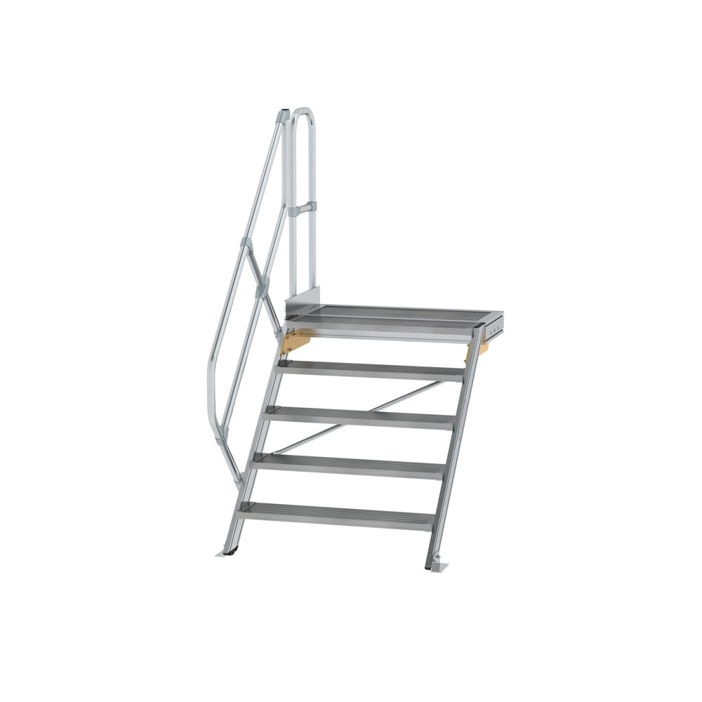 Produktabbildung: Munk Treppe mit Plattform 45° Stufenbreite 800 mm 5 Stufen Aluminium geriffelt