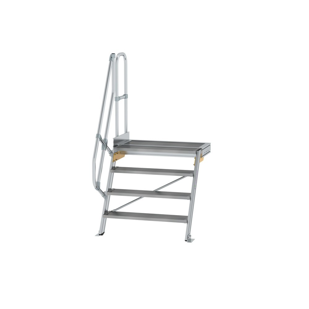 Produktabbildung: Munk Treppe mit Plattform 60° Stufenbreite 1000 mm 4 Stufen Aluminium geriffelt