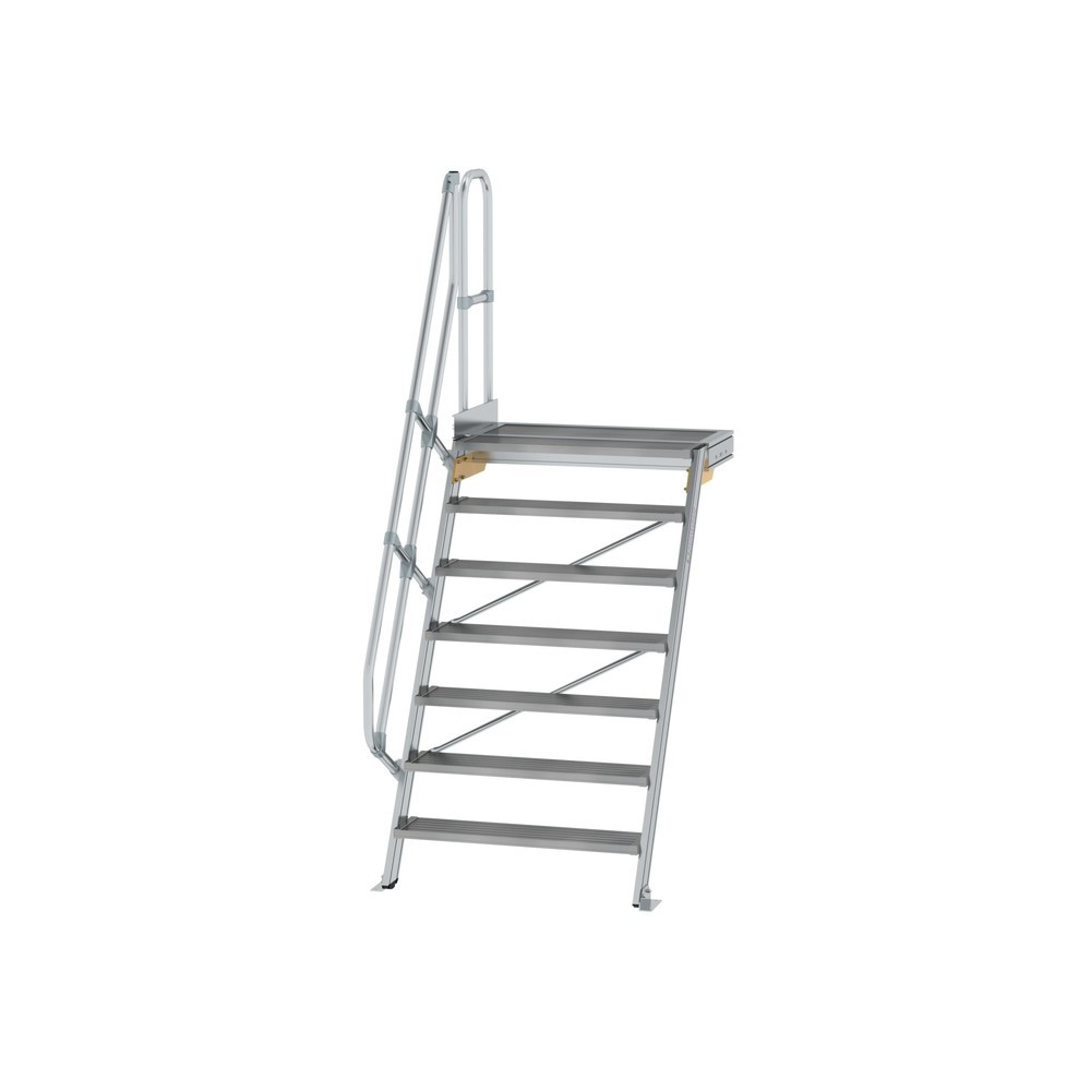 Munk Treppe mit Plattform 60° Stufenbreite 1000 mm 7 Stufen Aluminium geriffelt