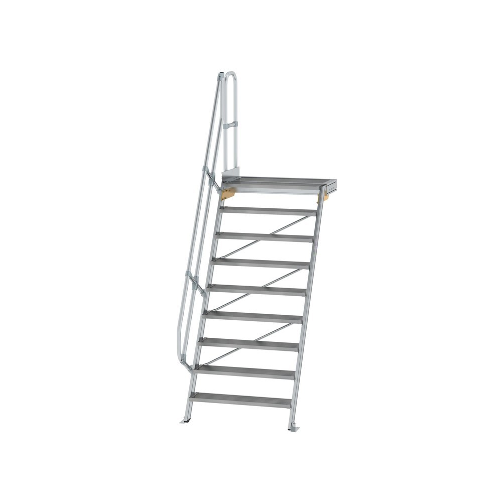 Munk Treppe mit Plattform 60° Stufenbreite 1000 mm 9 Stufen Aluminium geriffelt