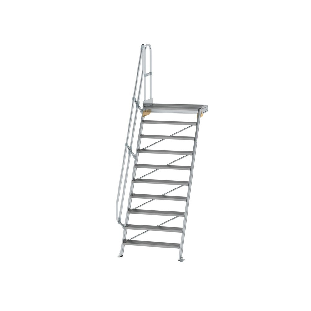 Munk Treppe mit Plattform 60° Stufenbreite 1000 mm 10 Stufen Aluminium geriffelt