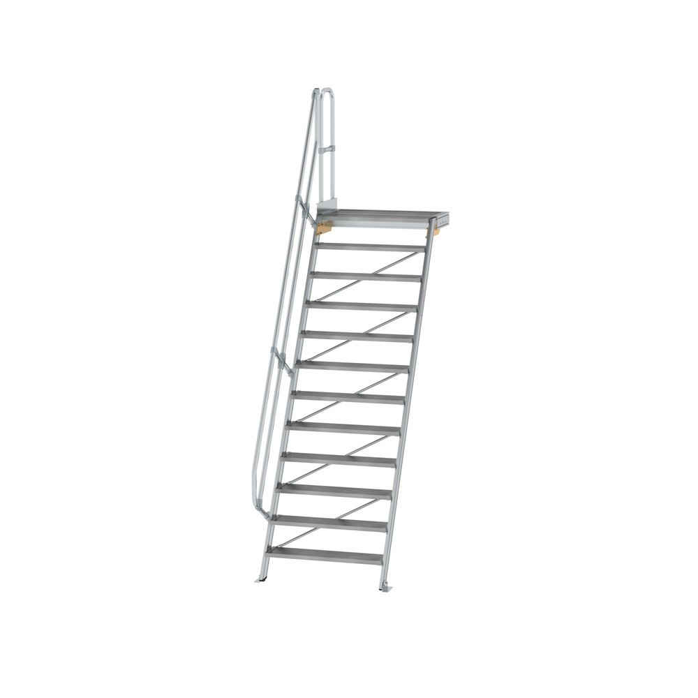 Munk Treppe mit Plattform 60° Stufenbreite 1000 mm 12 Stufen Aluminium geriffelt