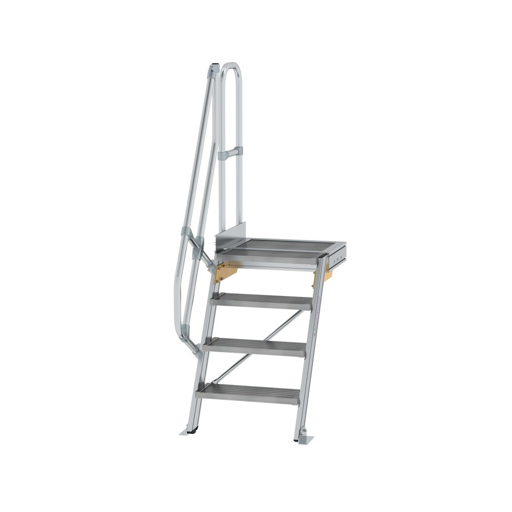 Munk Treppe mit Plattform 60° Stufenbreite 600 mm 4 Stufen Aluminium geriffelt