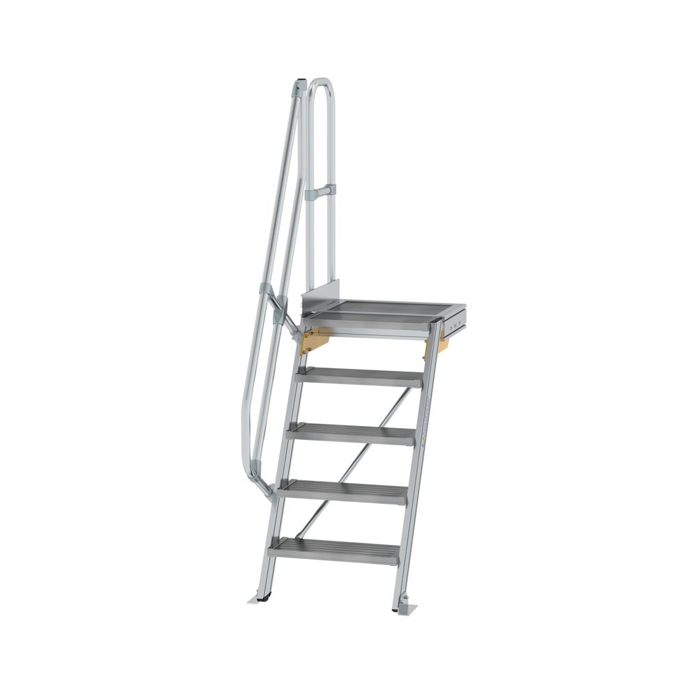 Munk Treppe mit Plattform 60° Stufenbreite 600 mm 5 Stufen Aluminium geriffelt