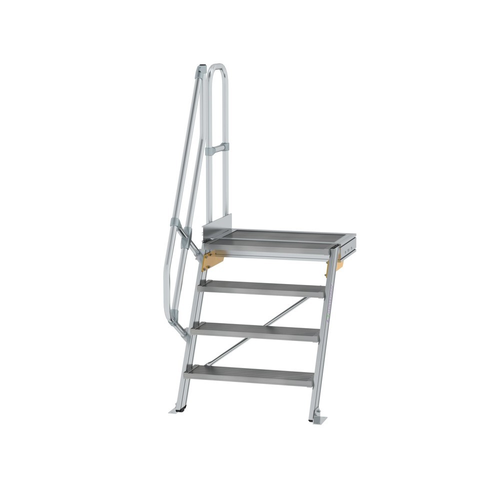 Produktabbildung: Munk Treppe mit Plattform 60° Stufenbreite 800 mm 4 Stufen Aluminium geriffelt