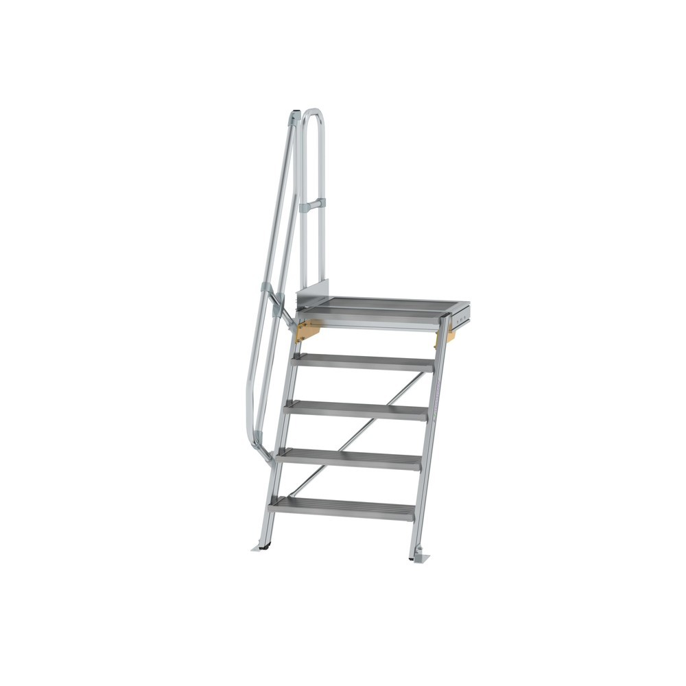 Munk Treppe mit Plattform 60° Stufenbreite 800 mm 5 Stufen Aluminium geriffelt