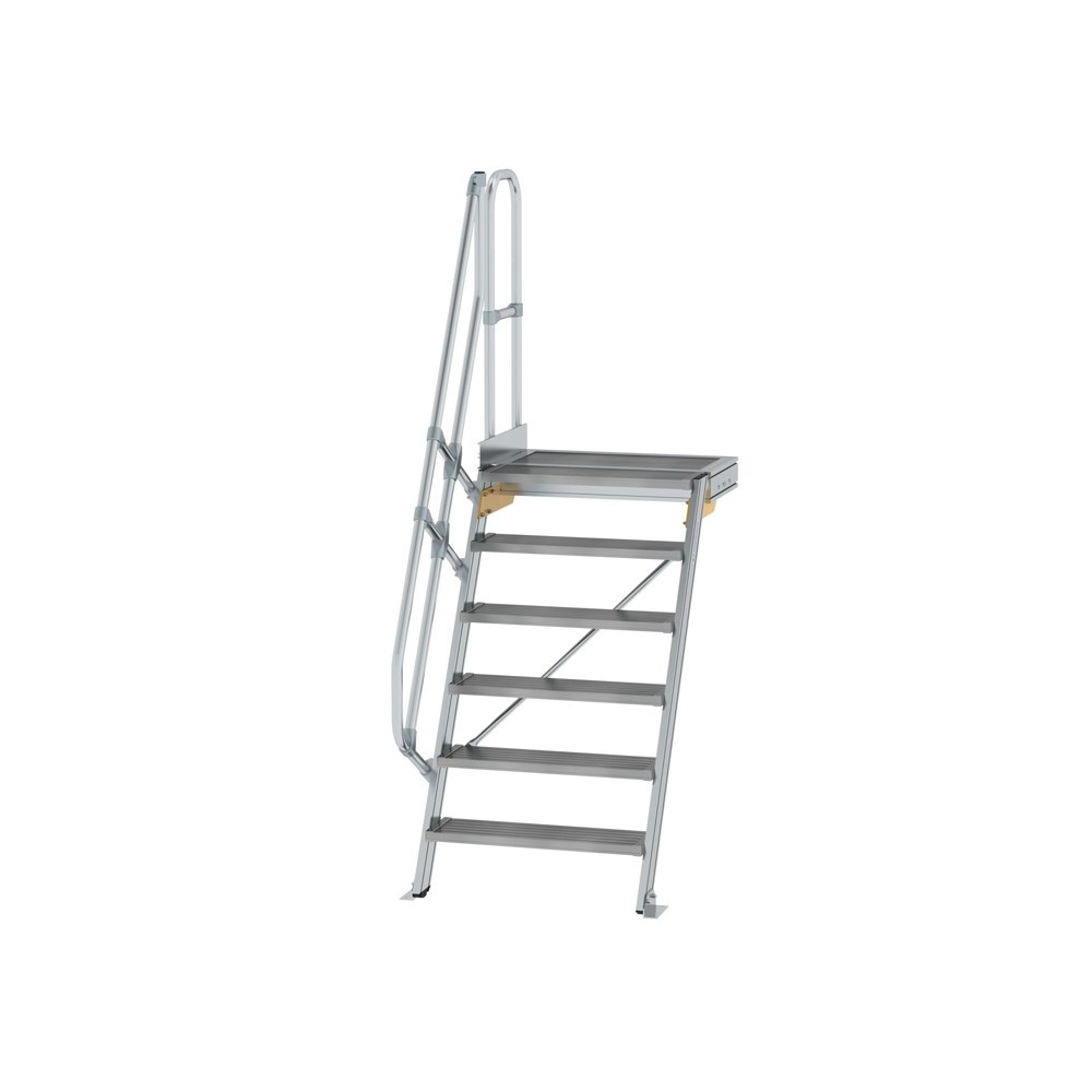 Munk Treppe mit Plattform 60° Stufenbreite 800 mm 6 Stufen Aluminium geriffelt