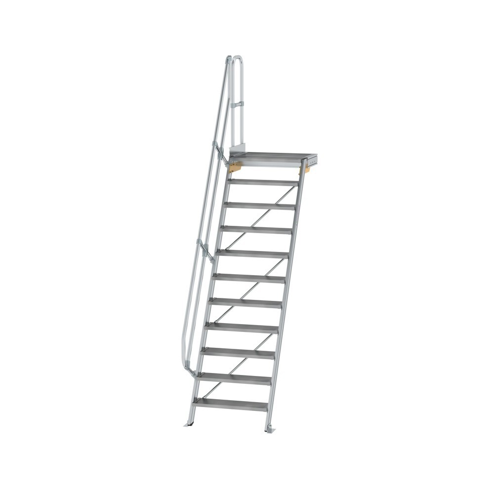 Munk Treppe mit Plattform 60° Stufenbreite 800 mm 11 Stufen Aluminium geriffelt