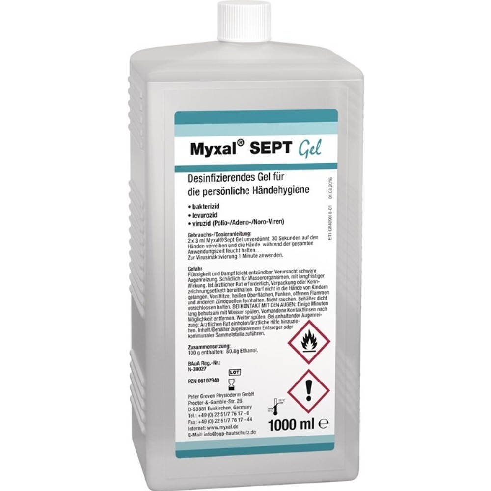 MYXAL Handdesinfektionsgel MYXAL® SEPT GEL, 1 l, 1000ml Hartflasche