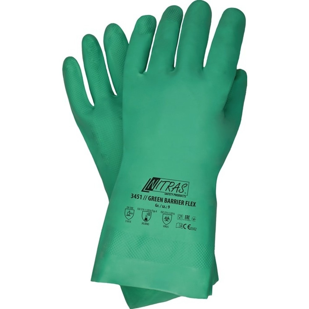 NITRAS Chemikalienschutzhandschuhe Green Barrier Flex, EN 388, Größe 9 grün, PSA-Kategorie III