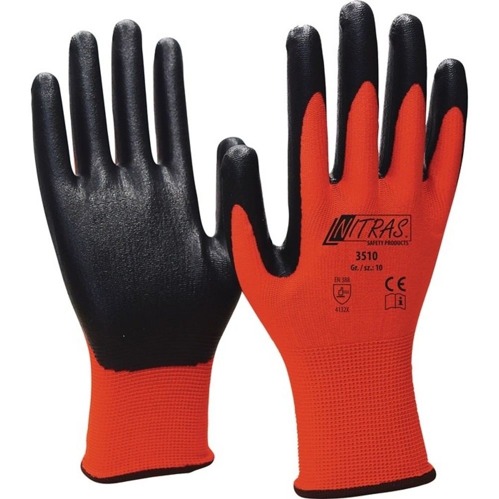 NITRAS Handschuhe Nitril Foam Gr.10 rot/schwarz