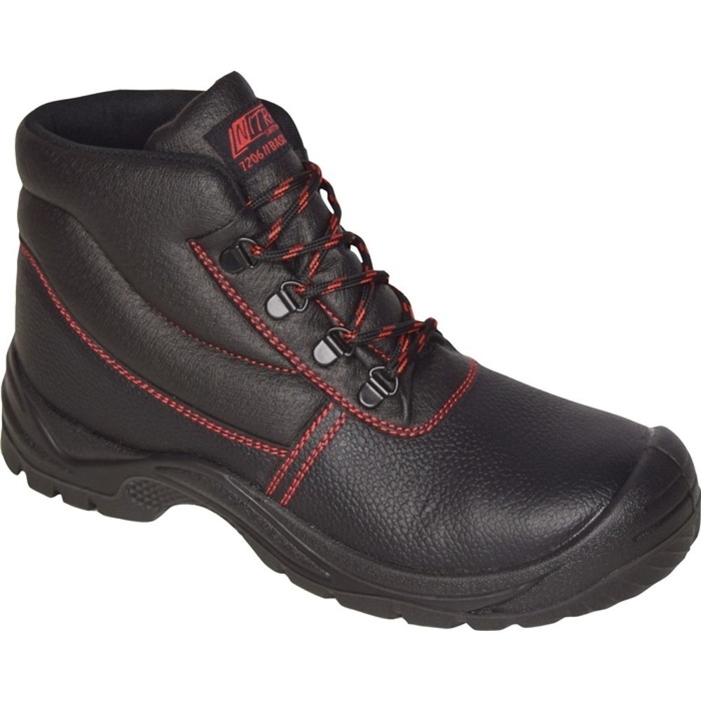 NITRAS Sicherheitsstiefel BASIC STEP MID, S3 SRC EN ISO 20345, Größe 44 schwarz, Volleder