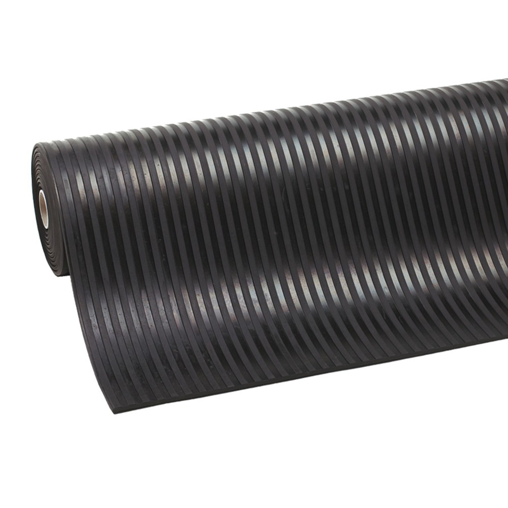 NoTrax Gummiauflage Rib ‘n’ Roll P3™, fein gerillt, BxL 10 m x 1.000 mm, schwarz