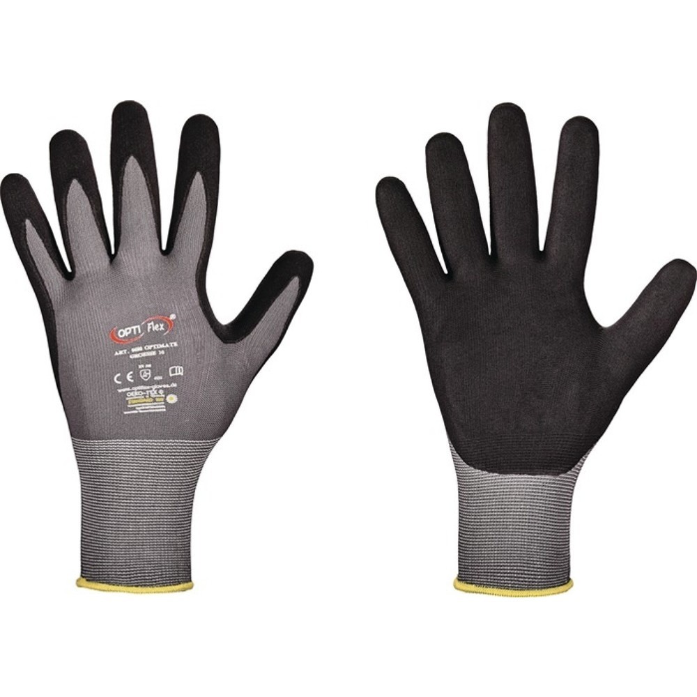 OPTIFLEX Handschuh OPTIMATE, EN 420/EN 388 PSA-Kategorie II, Größe 7 grau/schwarz