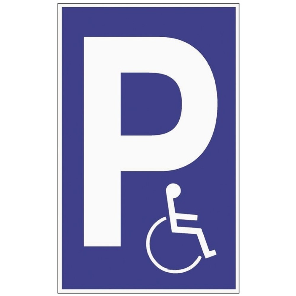 Parkplatzbeschilderung, L250xB400 mm, Parken für Behinderte, Kunststoff blau/weiß
