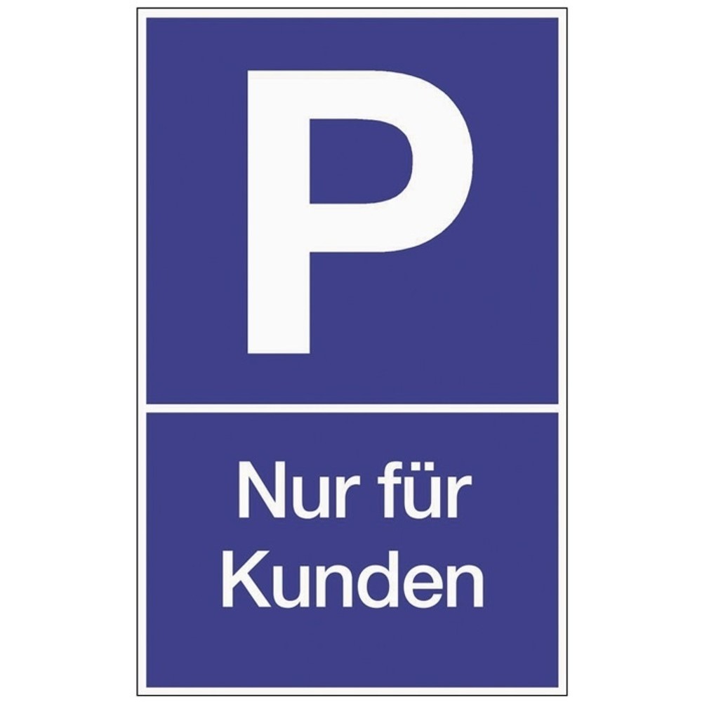 Parkplatzbeschilderung, L250xB400 mm, Parken für Kunden, Kunststoff blau/weiß