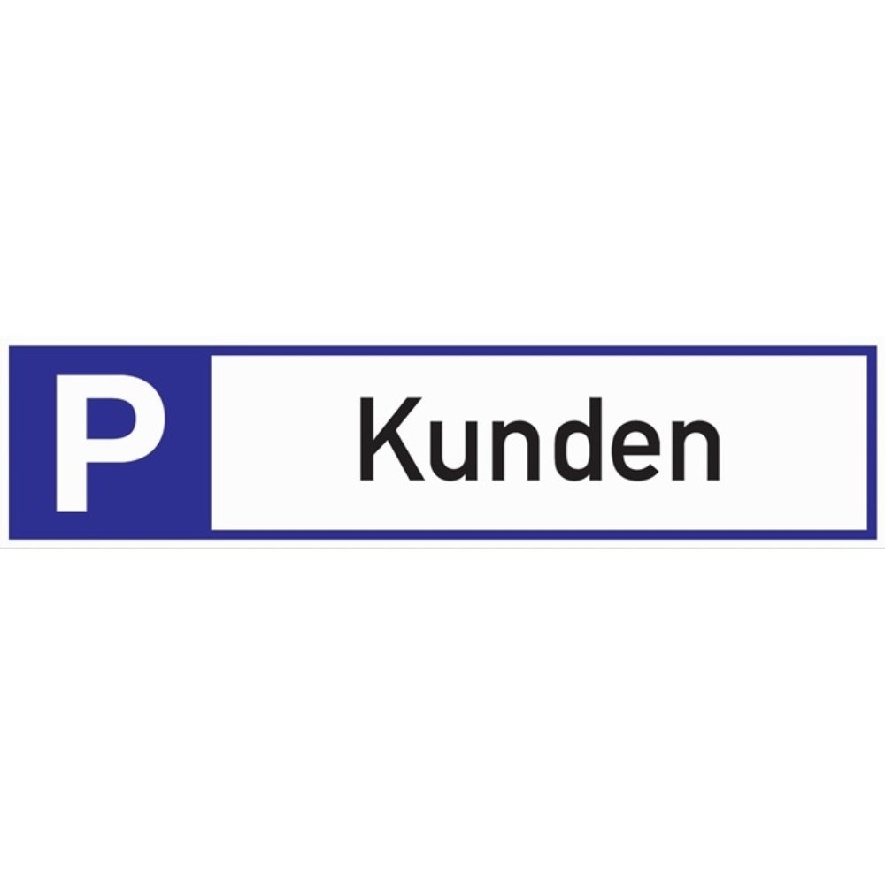 Parkplatzbeschilderung, L460xB110 mm, Parkplatz für Kunden, Aluminium weiß/blau/schwarz