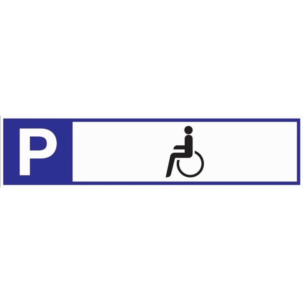 Parkplatzbeschilderung, L460xB110 mm, Parkplatz für Behinderte, Aluminium weiß/blau/schwarz