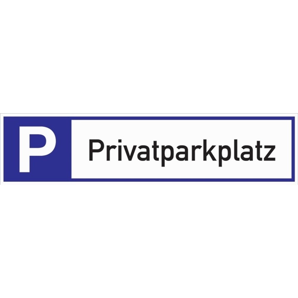 Parkplatzbeschilderung, L460xB110 mm, Privatparkplatz, Aluminium weiß/blau/schwarz