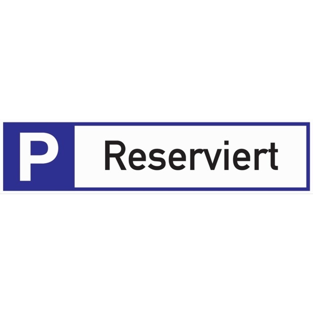 Parkplatzbeschilderung, L460xB110 mm, Parkplatz reserviert, Aluminium weiß/blau/schwarz