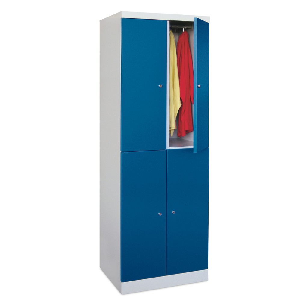PAVOY Schließfachschrank mit aufschlagenden Türen, 2 x 2 Fächer, HxBxT 1.800 x 600 x 500 mm, enzianblau, lichtgrau