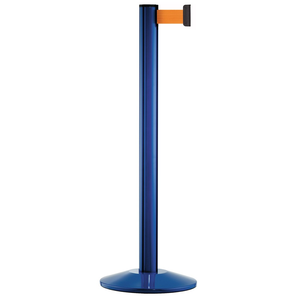 Personen-Leitsystem Classic, Ständer blau, Gurtfarbe neonorange