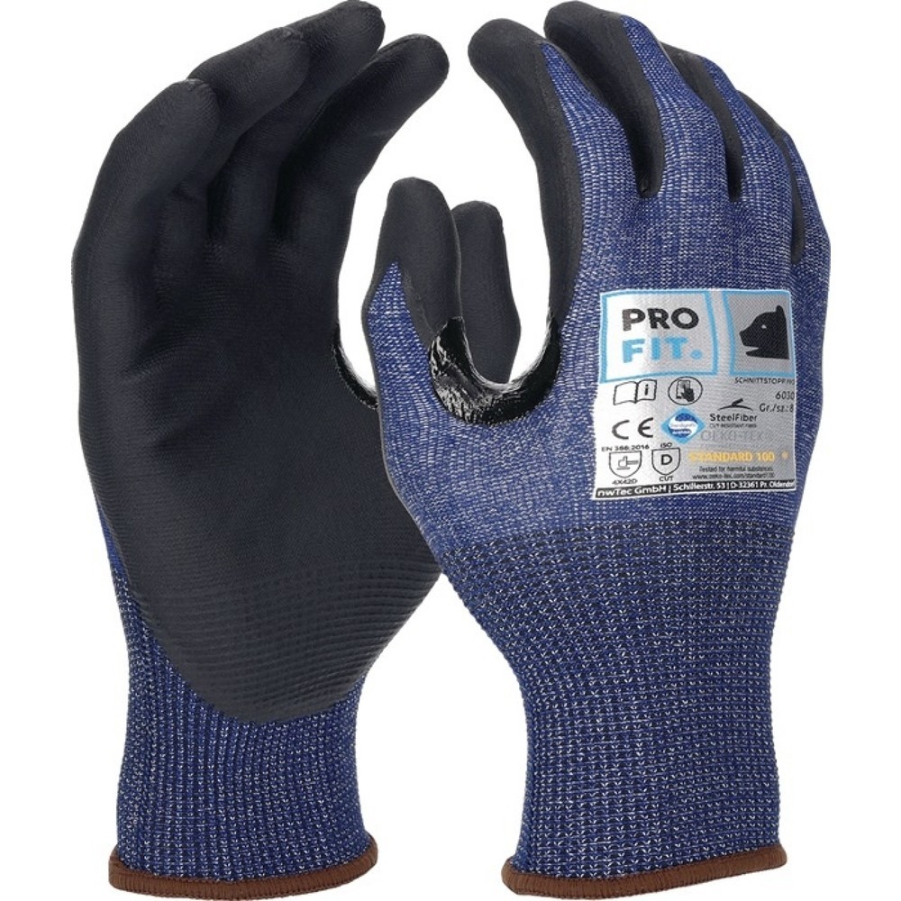 PRO FIT Schnittschutzhandschuhe, Größe 10 blau/schwarz, EN 388 PSA-Kategorie II