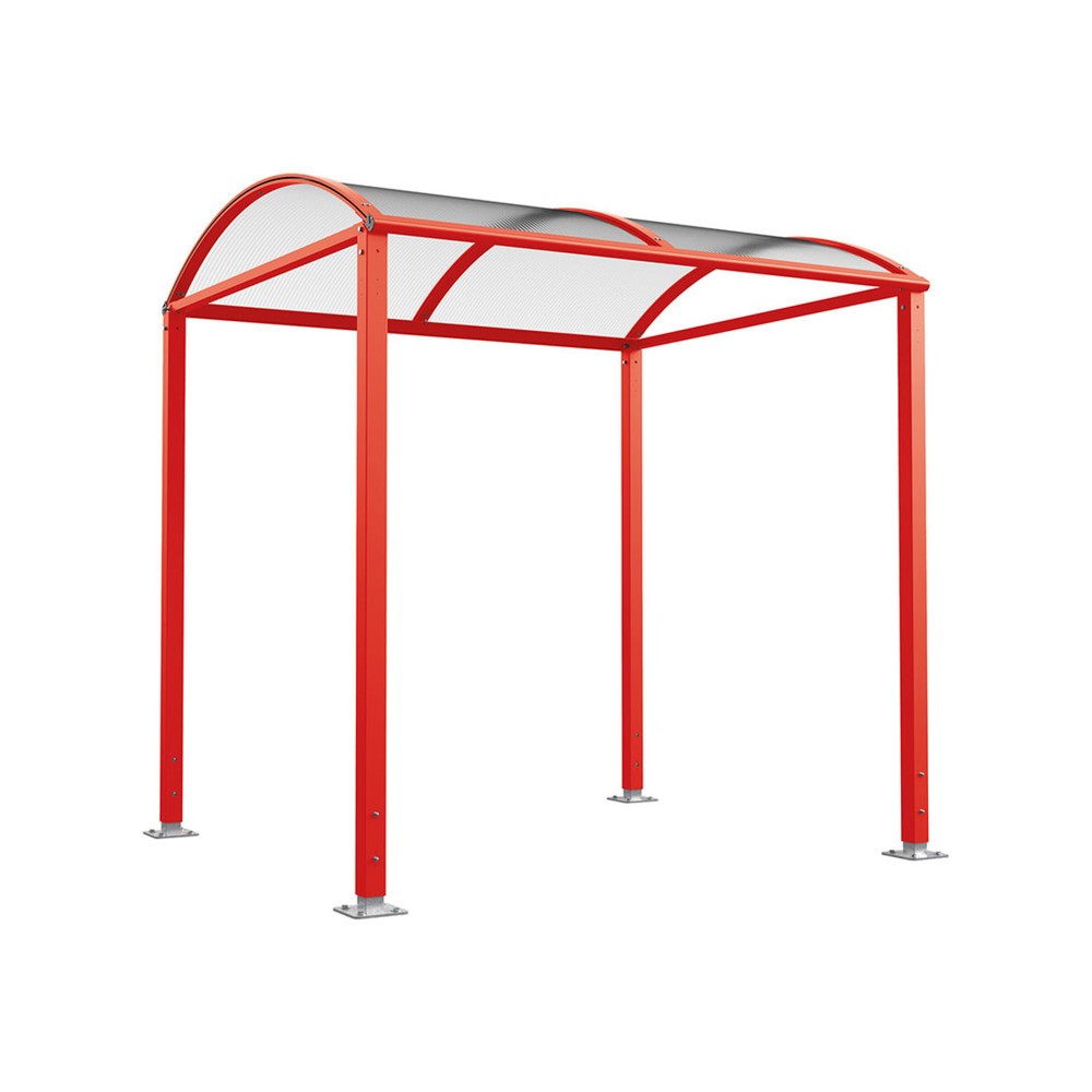 PROCITY® Fahrradüberdachung M, Grundmodell, ohne Verkleidung, verkehrsrot