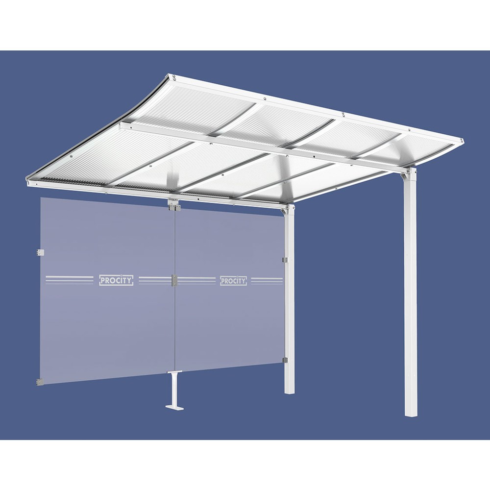 PROCITY® Fahrradüberdachung Modulo, All-In-One, Erweiterung, mit Rückwand, weiß