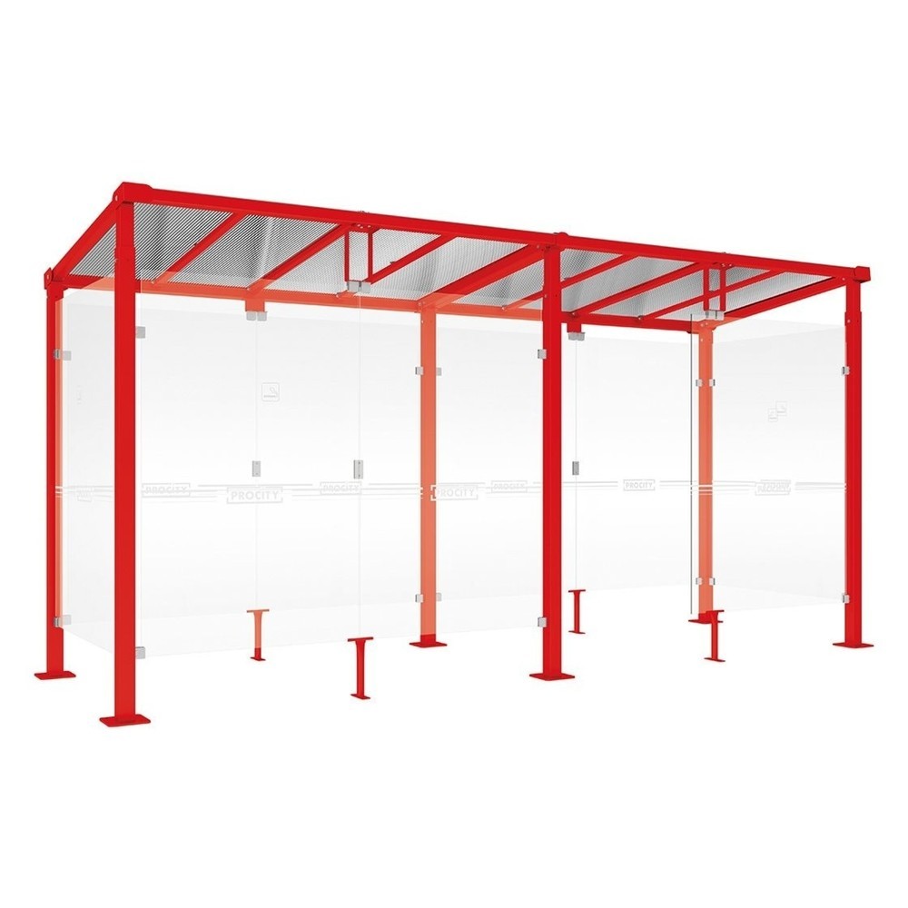 PROCITY® Raucherunterstand Milano, BxT 5.040 x 1.560 mm, verkehrsrot