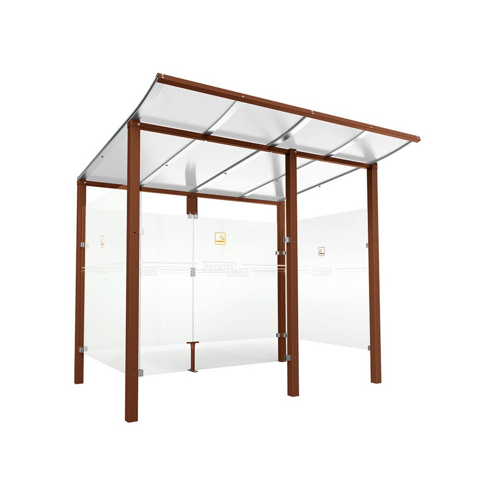 PROCITY® Raucherunterstand Modulo, mit Frontverkleidung, BxT 2.5010 x 1.990 mm, Rost Corten Effekt