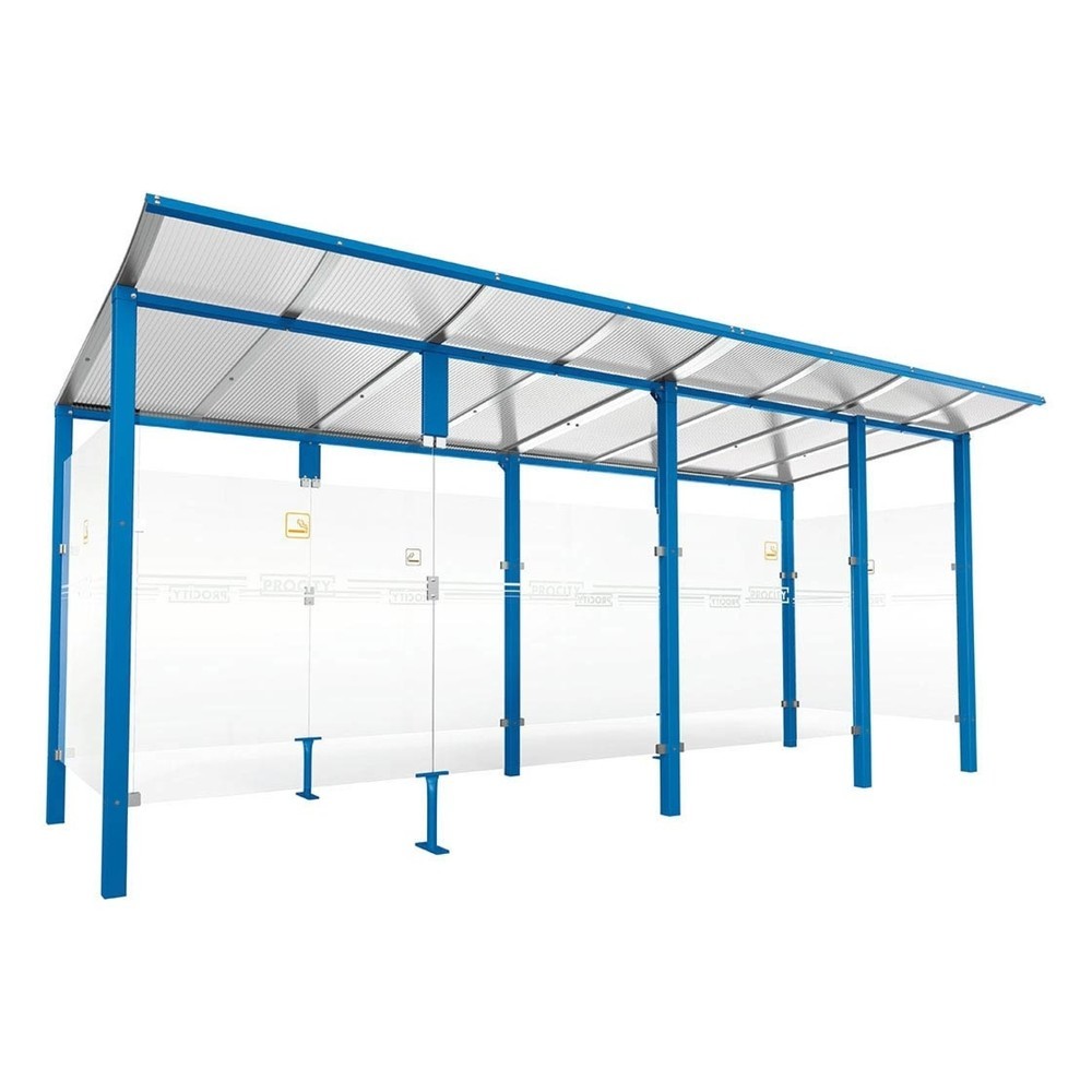 PROCITY® Raucherunterstand Modulo, mit Frontverkleidung, BxT 5.020 x 1.990 mm, blau