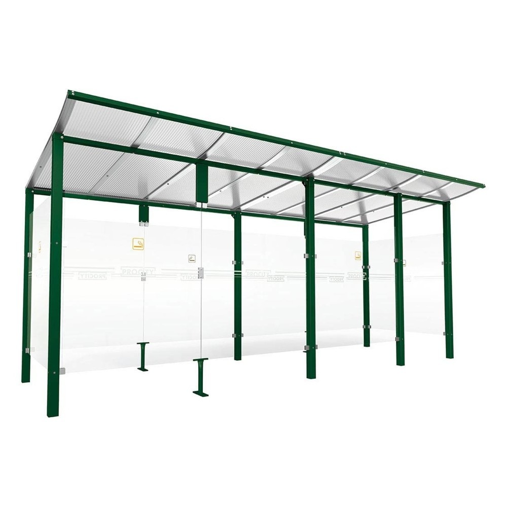 PROCITY® Raucherunterstand Modulo, mit Frontverkleidung, BxT 5.020 x 1.990 mm, moosgrün