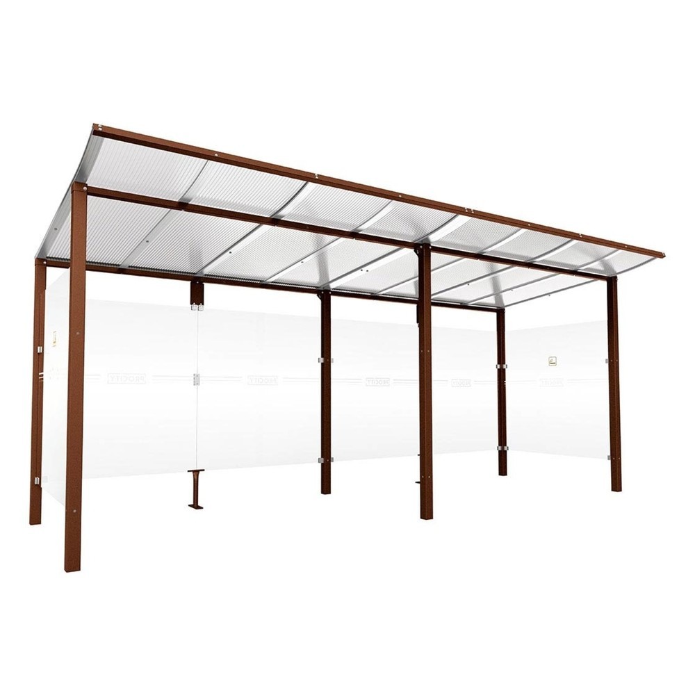 PROCITY® Raucherunterstand Modulo, ohne Frontverkleidung, BxT 5.020 x 1.990 mm, Rost Corten Effekt