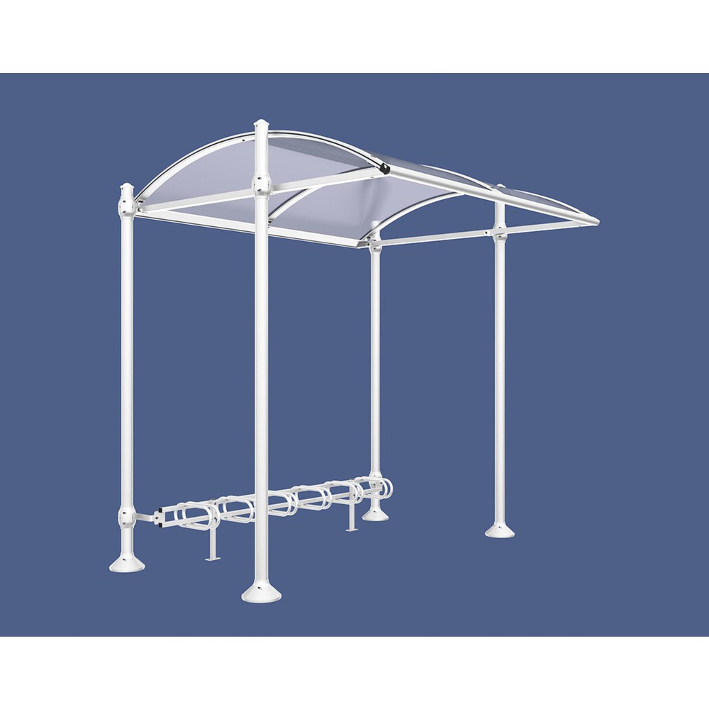 PROCITY® Überdachung Province Agora, Fahrradständer 6 Plätze, ohne Verkleidung, weiß