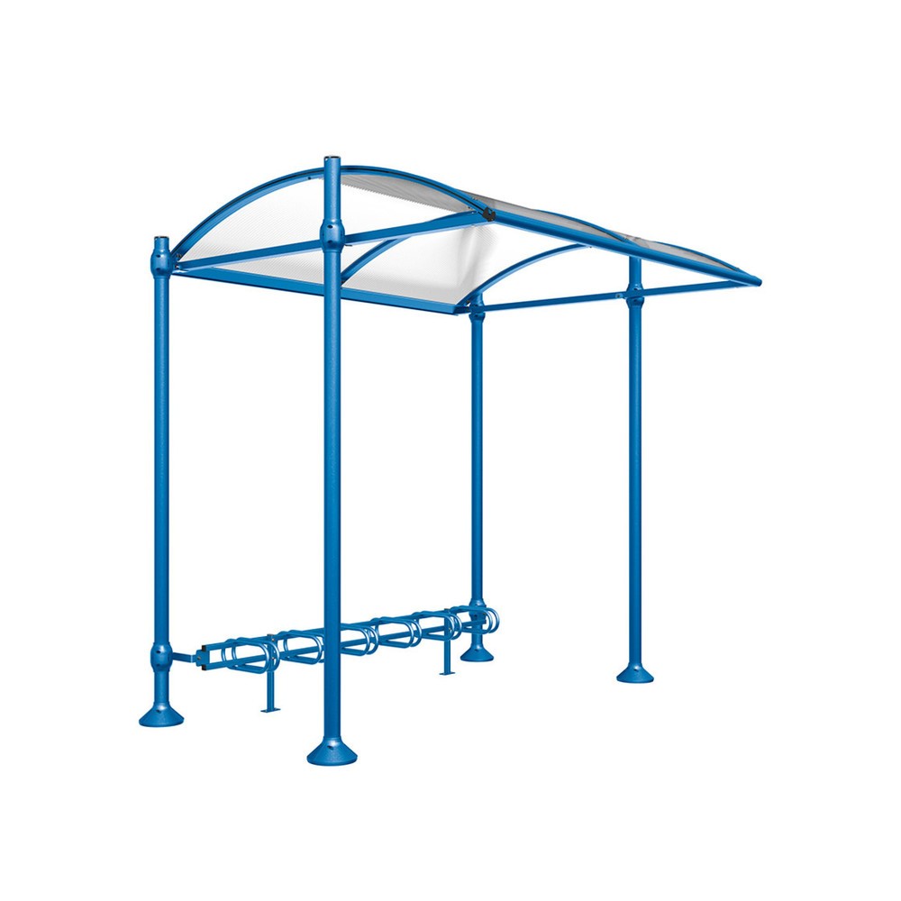 PROCITY® Überdachung Province gebürsteter Edelstahl, Fahrradständer 6 Plätze, ohne Verkleidung, blau