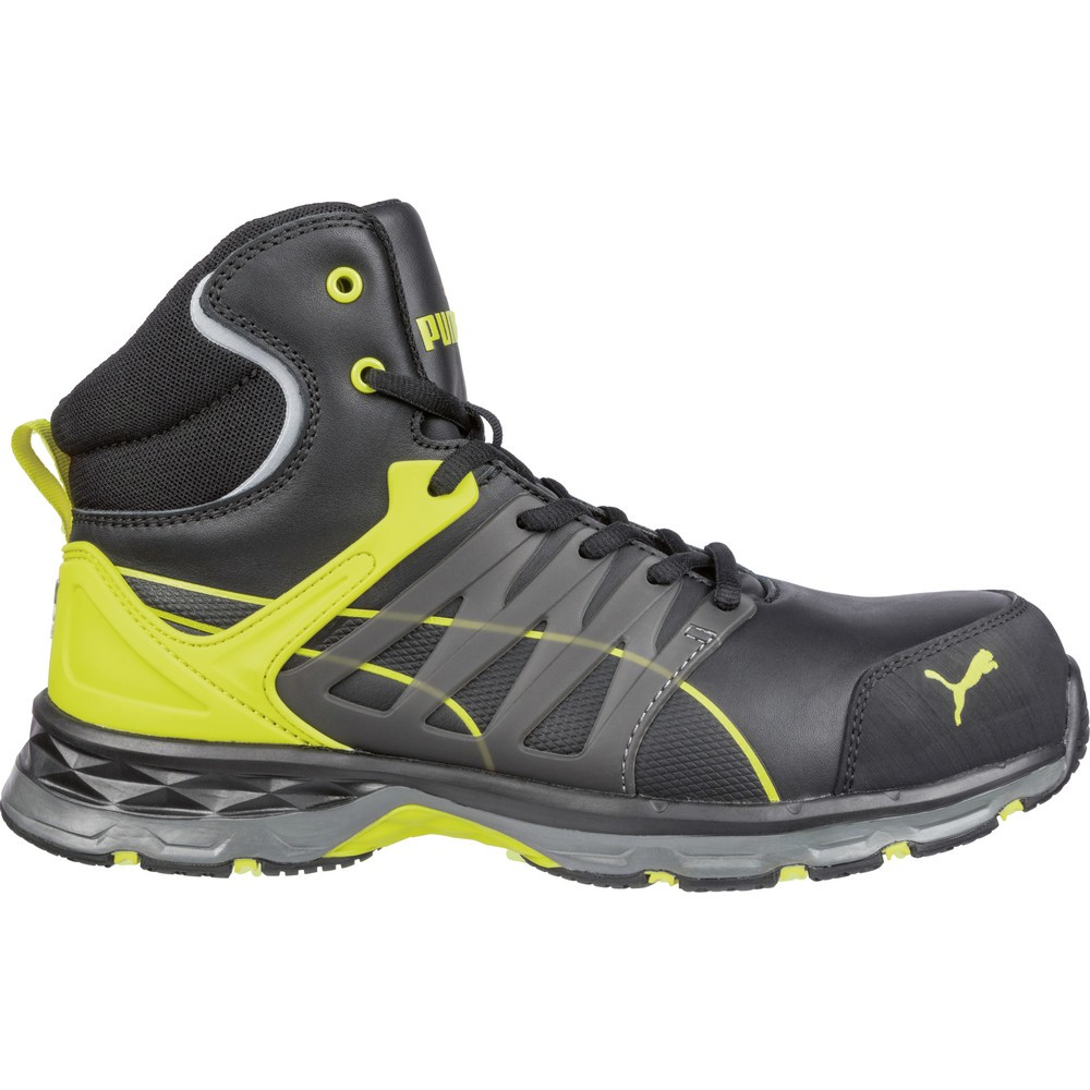 PUMA® Sicherheitsstiefel Velocity 2.0 YELLOW MID S3 ESD HRO SRC Größe 46, schwarz/gelb