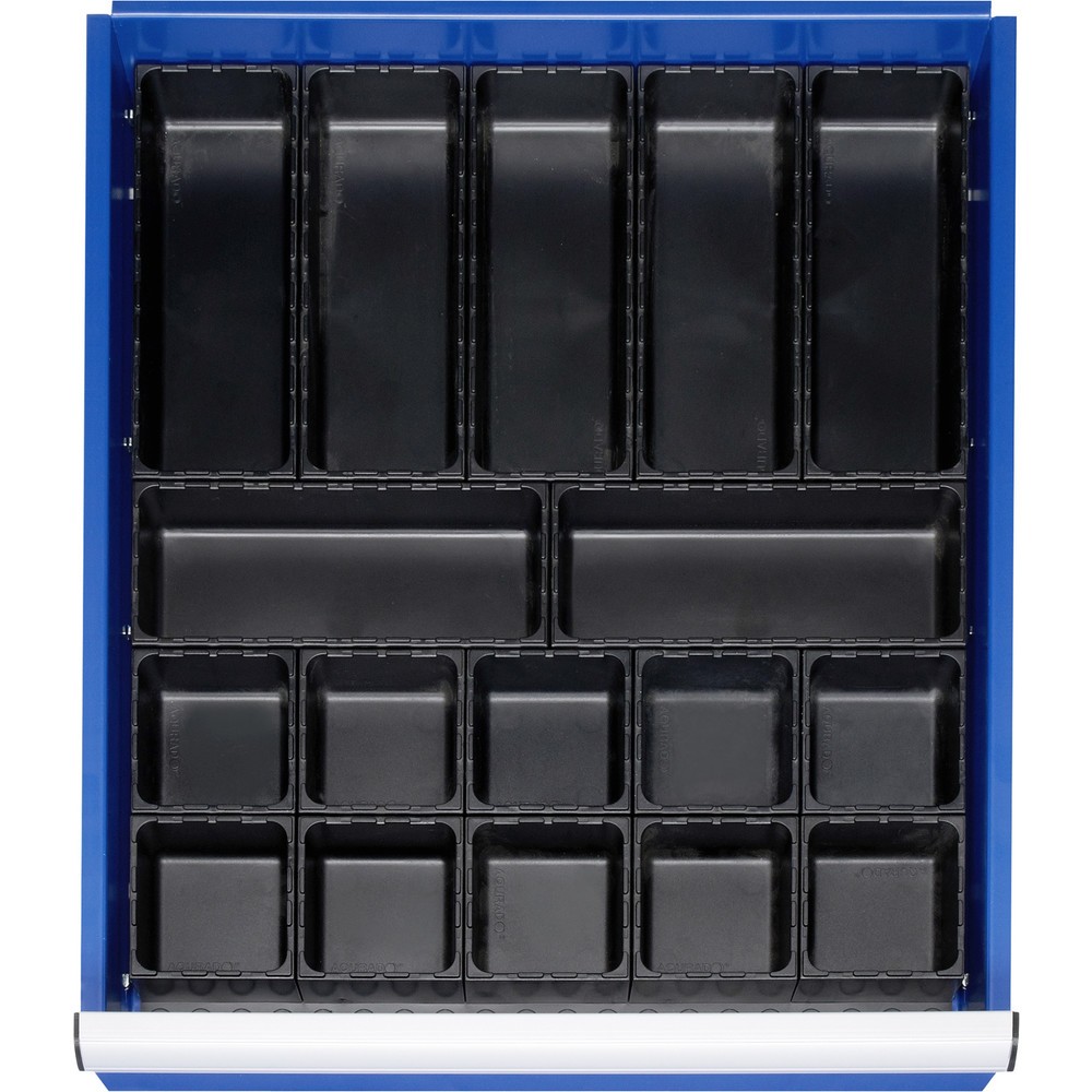 RAU Einteilungsset für Schublade, HxBxT 48 x 490 x 560 mm, mit Bodenplatte und 10 Boxen, Größe L für Fronthöhe 60-360 mm