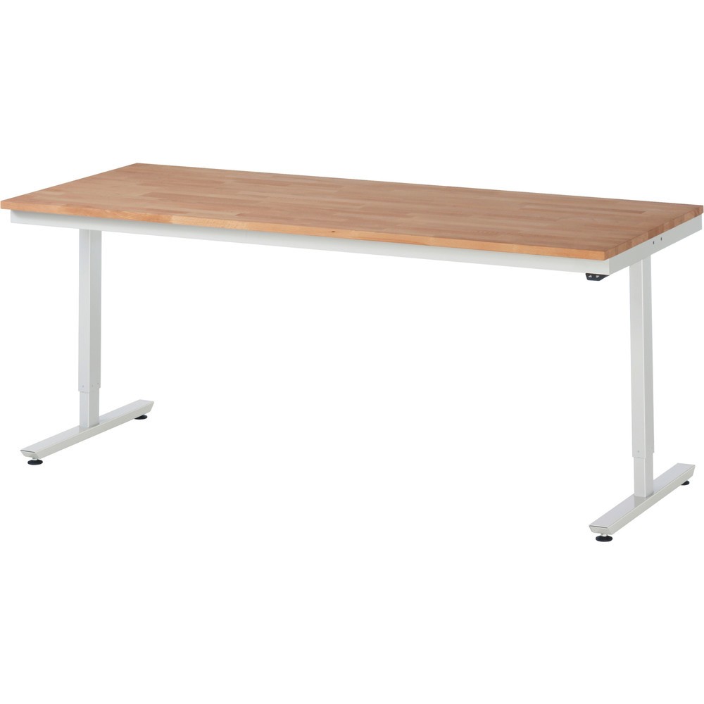 RAU elektrisch höhenverstellbarer Werktisch Serie adlatus 150, HxBxT 720-1.120 x 2.000 x 800 mm, Arbeitsplatte Buche-Massiv