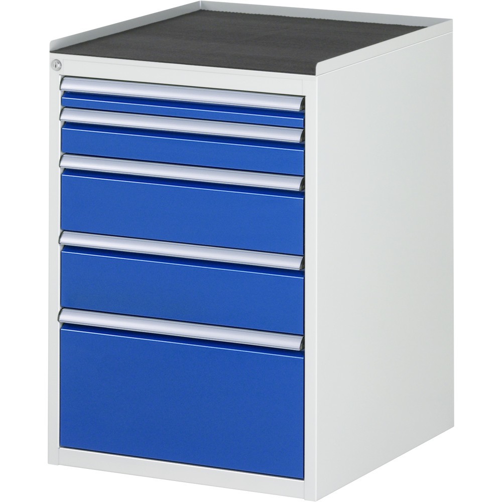 Produktabbildung Nr. 1: RAU Schubladenschrank Serie 7000, HxBxT 825 x 580 x 650 mm, 5 x 90%-Auszug-Schubladen 1 x 60, 1 x 90, 2 x 150, 1 x 270 mm, Arbeitsplatte Metall