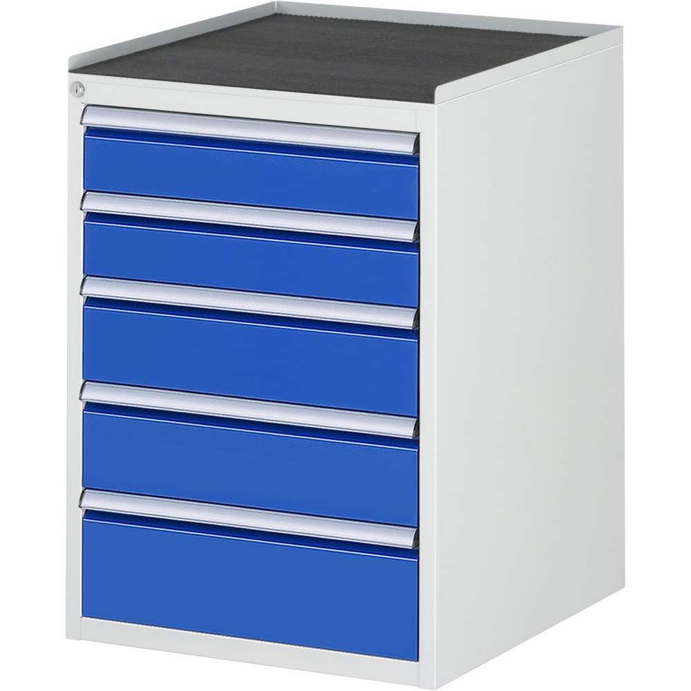 Produktabbildung Nr. 1: RAU Schubladenschrank Serie 7000, HxBxT 825 x 580 x 650 mm, 5 x 90%-Auszug-Schubladen 2 x 120, 2 x 150, 1 x 180 mm, Arbeitsplatte Metall