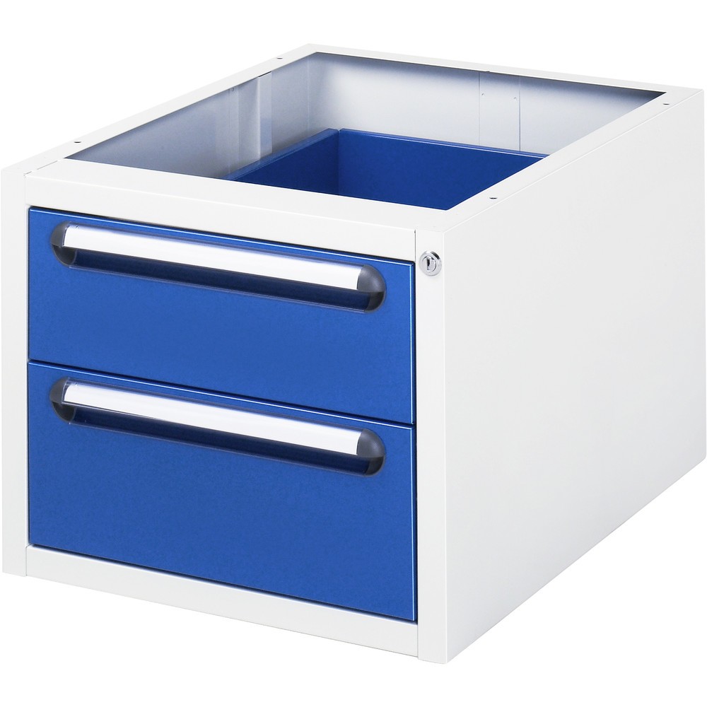 RAU Unterbau-Container für Werktisch Serie Tom, HxBxT 395 x 480 x 600 mm, mit 2 Schubladen