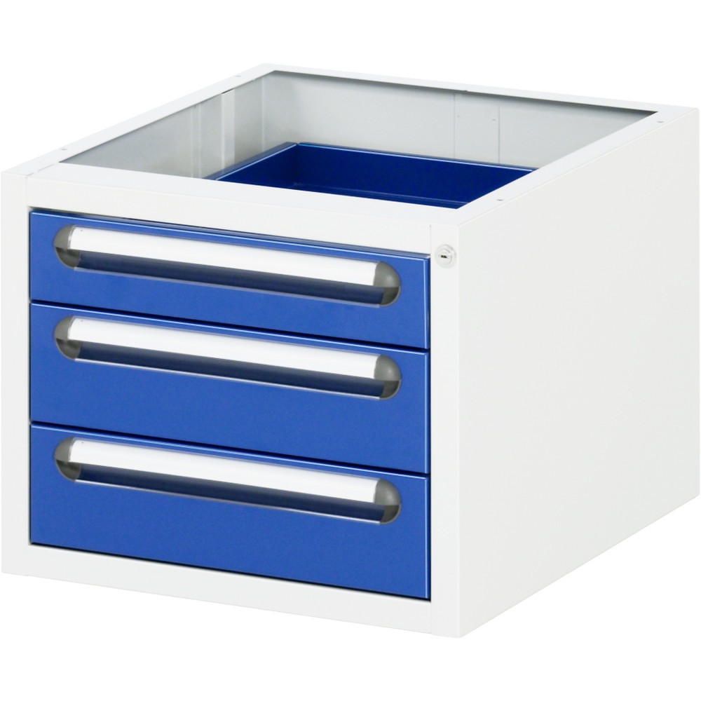 RAU Unterbau-Container für Werktisch Serie Tom, HxBxT 395 x 480 x 600 mm, mit 3 Schubladen